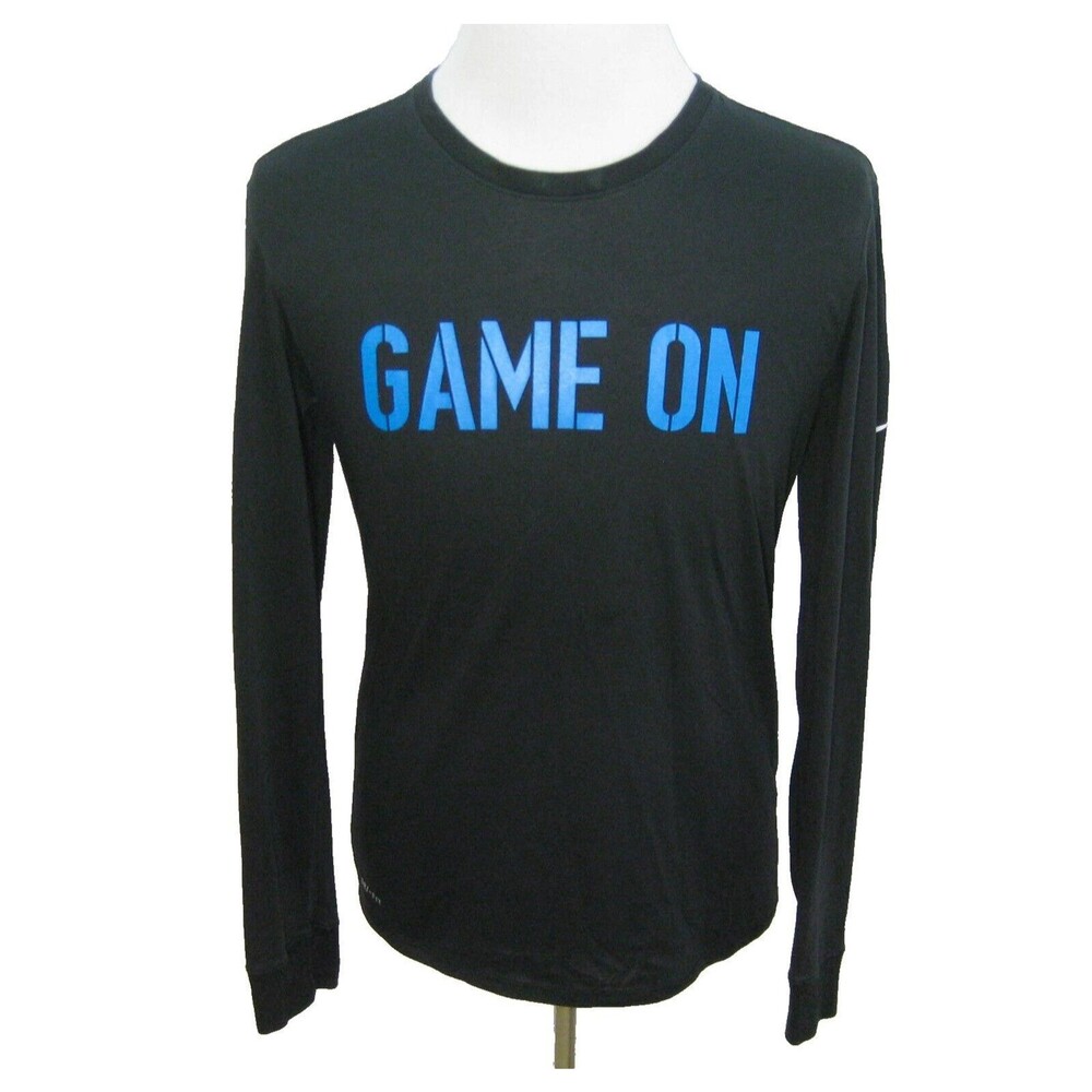NIKE Men's (Size Medium) Black Long Sleeve Graphic Dri-Fit T-Shirt Cotton Blend